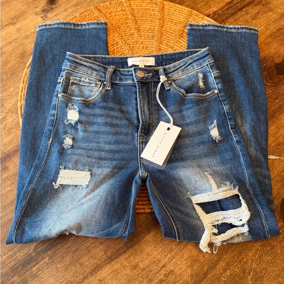 New Risen Distressed Mom Denim Jeans - Picture 1 of 13